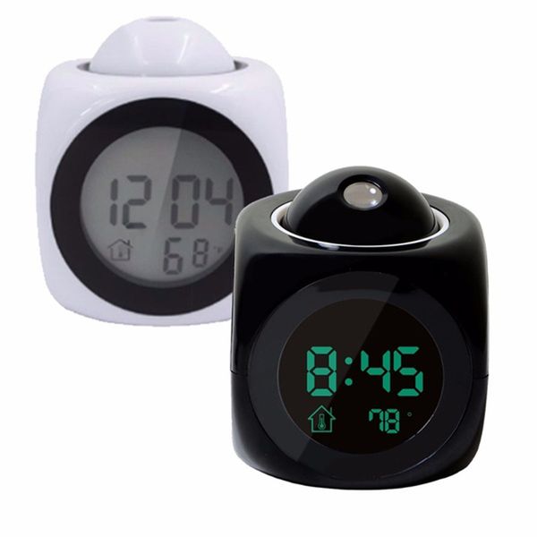 

fashion lcd projection led display time digital alarm clock talking voice prompt thermometer snooze function deskdecor