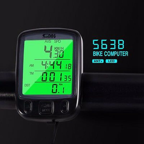 

563b waterproof lcd display cycling bicycle computer odometer speedometer cycling speedometer with green lcd backlight zza616 60pcs