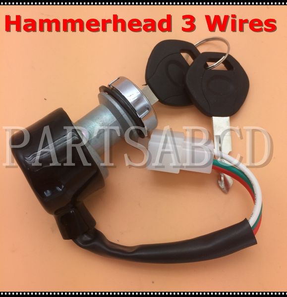 

hammerhead 3 wire ignition key switch pigtail(std,ss) 150cc 250cc go kart buggy 6.000.158