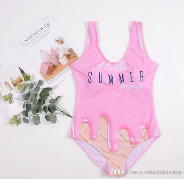 

печатные женщины one piece розовый стиль лолита бикини сексуальные узкие купальники купальный костюм мода лето письмо, White;black