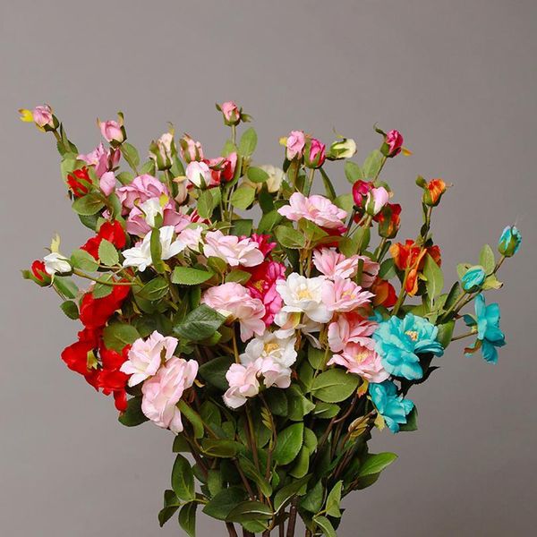 

новый дизайн 6 шт лот искусственные розы 5 глав букет бутонов роз шелковые цветы домашнее украшение фестиваль supplies свадебные растения