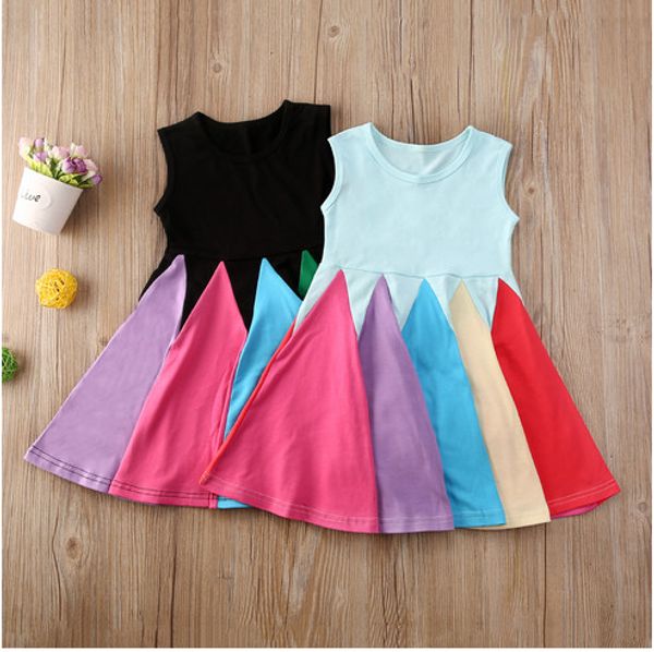 

2020 selling 1-5y summer cute baby girls dress 2 colors sleeveless rainbow striped knee length a-line sundress