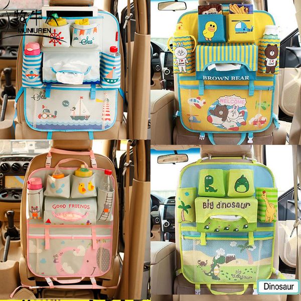 

cartoon bear sailboat car organizer seat back storage bag hanging holder multi pocket travel bags car-styling for children kids