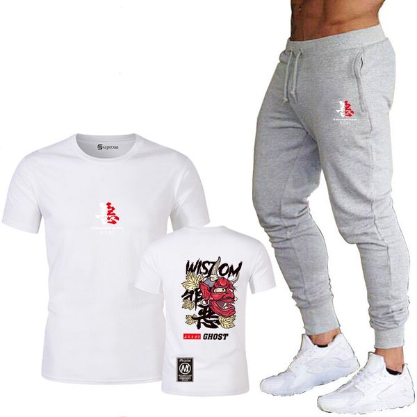 

2020 summer short-sleeved 3d t-shirt men's t-shirt printing wicked men's t blood + fitness pants jogging track pants men's su, Gray