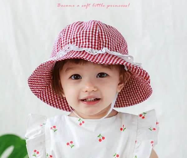 

tou--baby girls cotton lace sun hat child thin bow dome hat girl's summer soft and breathable 1pc ing, Yellow