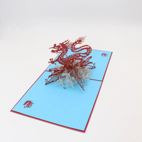 

3d chinese dragon wishes happy greeting cards christmas card new year diy decor festive party supplies for kids children
