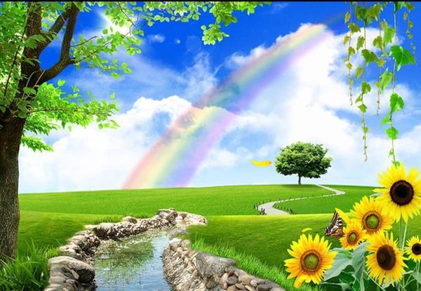 

sunshine sunflower 3d tv background wall wallpaper for walls 3 d for living room