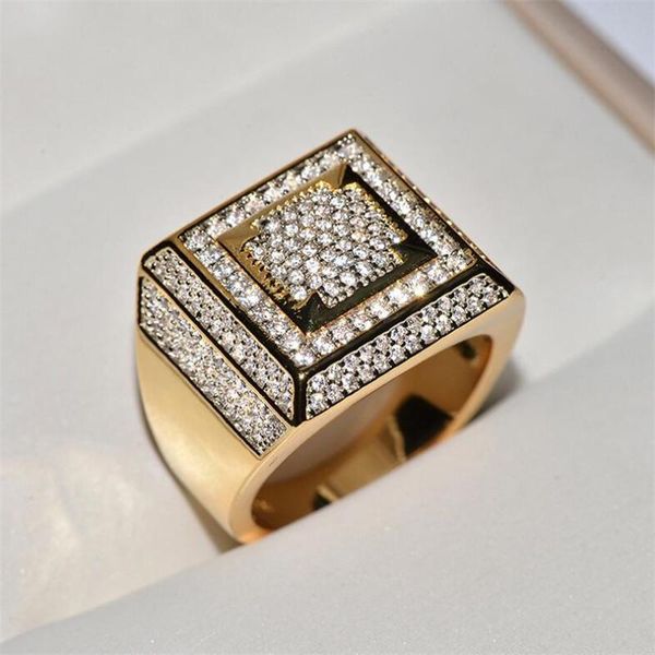 

hip hop male vintage fashion jewelry 925 sterling silver&gold fill pave white sapphire cz diamond eternity wedding band ring for men gift