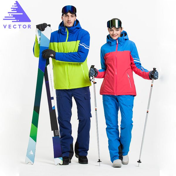 

vector professional men women ski suits waterproof warm skiing snowboarding jackets + pants winter snow clothing set brand