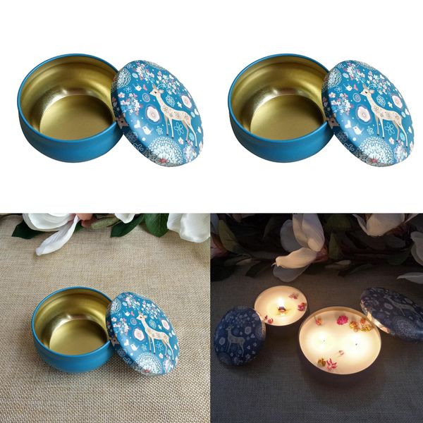 

2x elk garden round empty can pots container suitable for cosmetic food