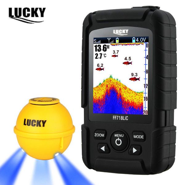 

lucky ff718lic-wla portable fish finder 45m/147feet wireless sonar depth detection fishfinder color display attractive lamp