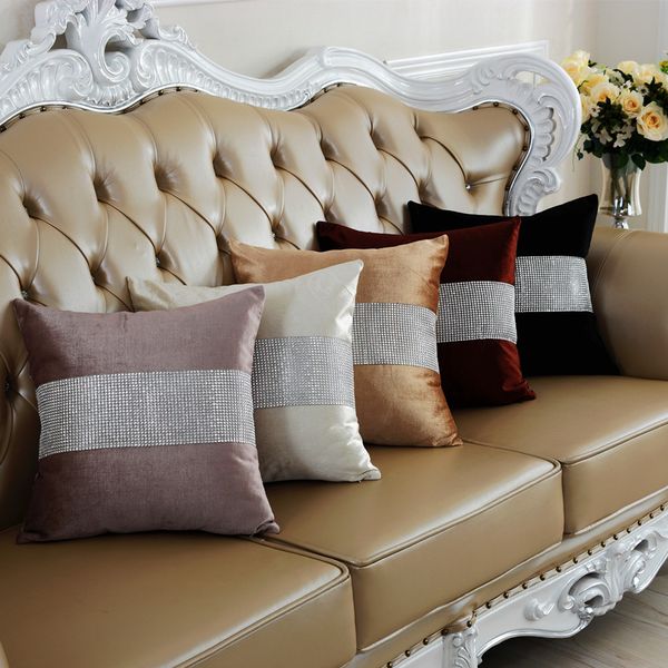 

bling diamond rhinestone pillowcases luxury velvet pillows cover retro vintage stripe white pillowcase bedroom home decorative pillow case