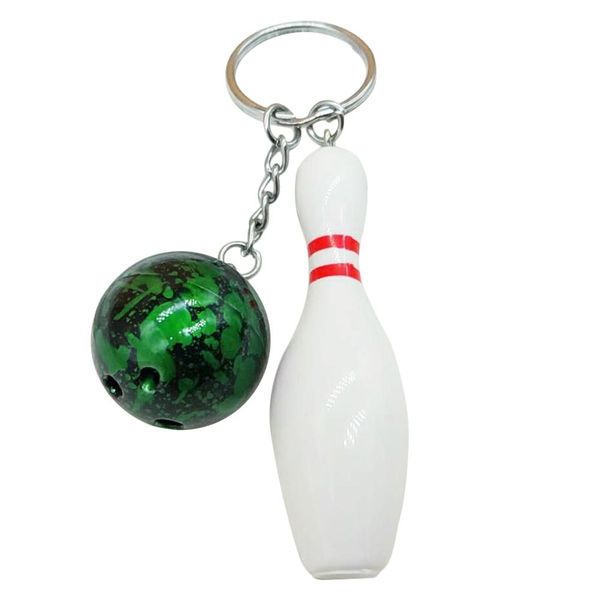 

bowling ball pendant keychain bag car hanging ornament key ring holder, Silver