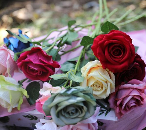

artificial silk flower real touch rose flower wedding bouquets corsage wrist flower headpiece centerpieces party decor lxl282-a
