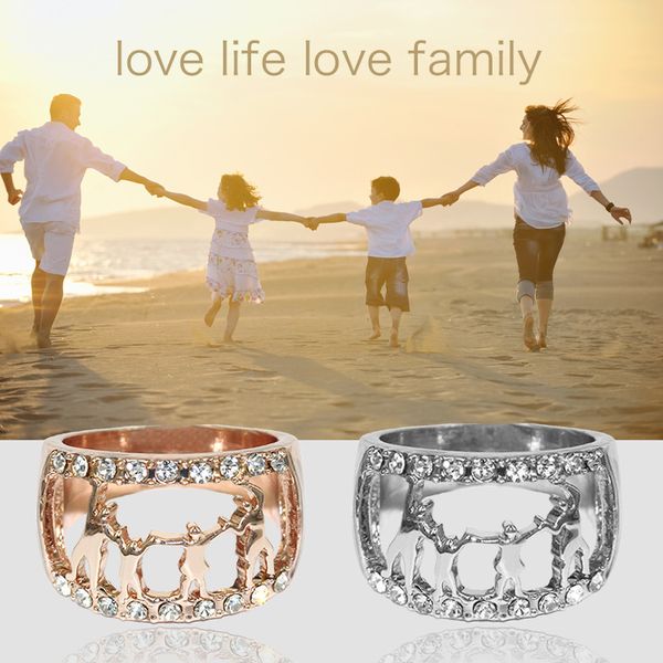

gold silver color engagement rings family finger rings for women silver jewelry
