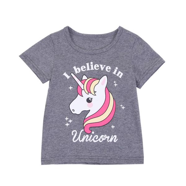 

toddler baby boys kids unicorn t-shirts cotton tees shirts clothes 1-6y, Blue