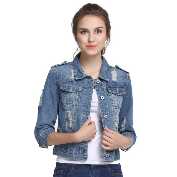 

plus size 5xl 6xl oversize denim jacket women spring slim cotton light washed long sleeve jeans jacket coats slim, Black;brown