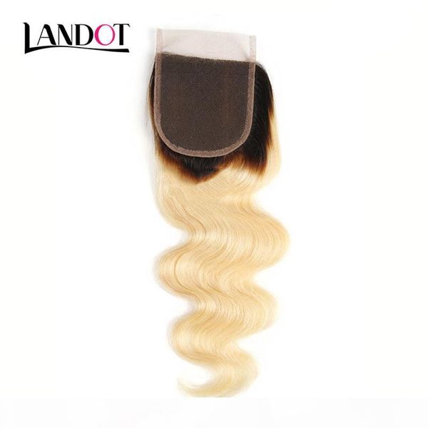 

ombre color 1b 613 bleach blonde human hair lace closure virgin brazilian peruvian malaysian indian russian body wave straight swiss closure, Black;brown