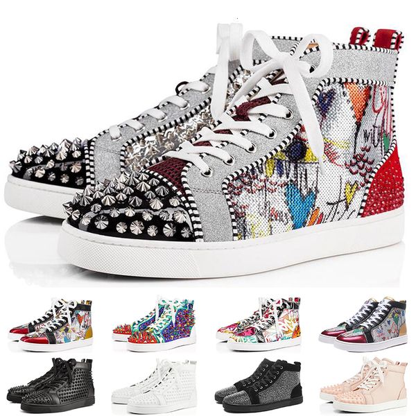 

christian louboutin red bottoms designer red bottoms studded spikes flats casual men women party lovers sneakers outdoor shoes