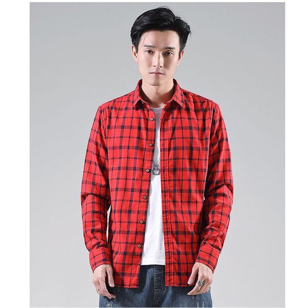 

men shirt 2019 new arrival fast fashion long sleeve plaid shirts antumn spring sanding ing, White;black