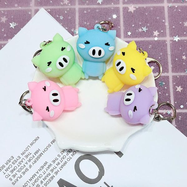 

soft silicone lovely cute cartoon pig pendant keyring keychain bag car key ring charm pendant gift for purse, Silver