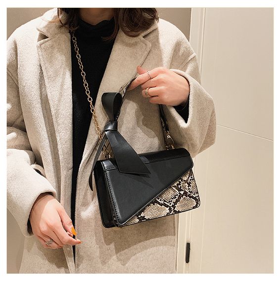 

женская сумка 2019 новинка женская сумка змеиный наплечная сумка сумка дикая цепь маленькая квадратная сумка