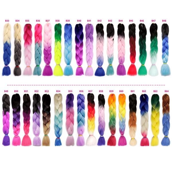 Three Colors Ombre Synthetic Xpression Braiding Hair 24inches 100g