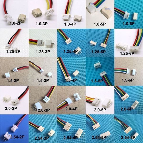 

Cheap Connectors 10 sets 1.0 1.25 1.5mm 2.0 2.54mm 2PIN /3/4/5/6/12P Pin Male & Female PCB Connector SH JST ZH PH XH