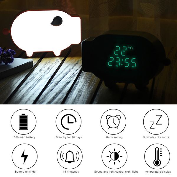 

cartoon alarm clock luminous night light led clock luminous alarm voice control bedroom office classroom family child