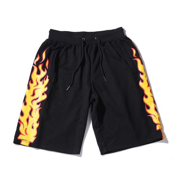 

fire flames printed sweat shorts mens summer cotton casual elastic waist drawstring shorts hip hop sweatpants shorts designer, White;black