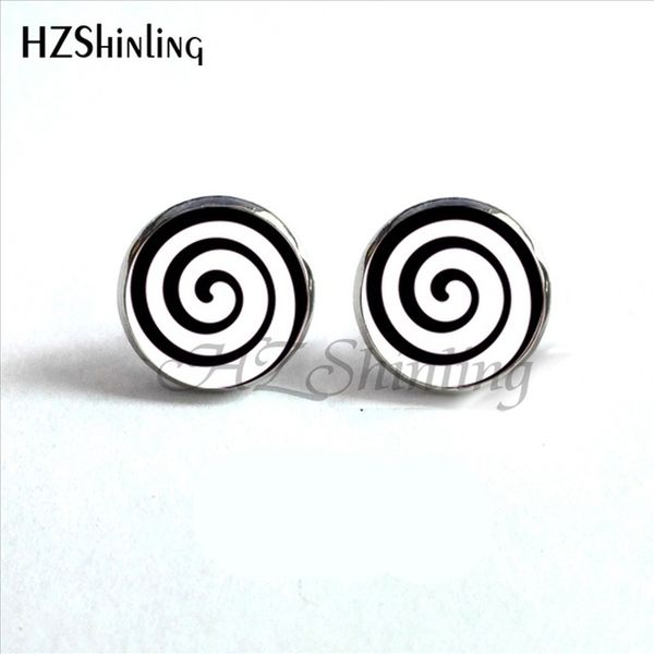 

new amazing crazy spiral earrings handmade art p glass dome crazy spiral jewelry stud earrings wholesale hz4 ed-0021, Golden;silver