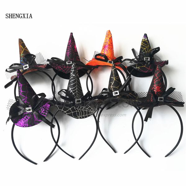 

halloween spider web witch hat ghost festival skull headband holiday party atmosphere performance props tiara hair accessories