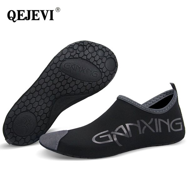 

2018 qejevi barefoot water skin shoes women men black swim pool shoe beach yoga soft aqua socks outdoor walk footwear sneaker