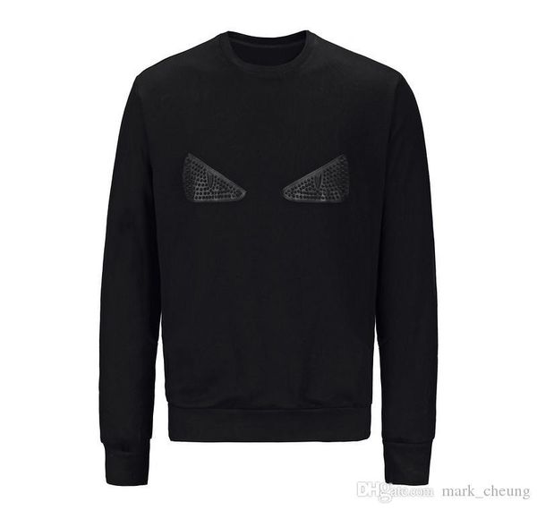 

new fashion brand men women sweatshirts rivet little monster funny eyes print cotton men cool hoody hip hop sweaters m-xxxl, Black
