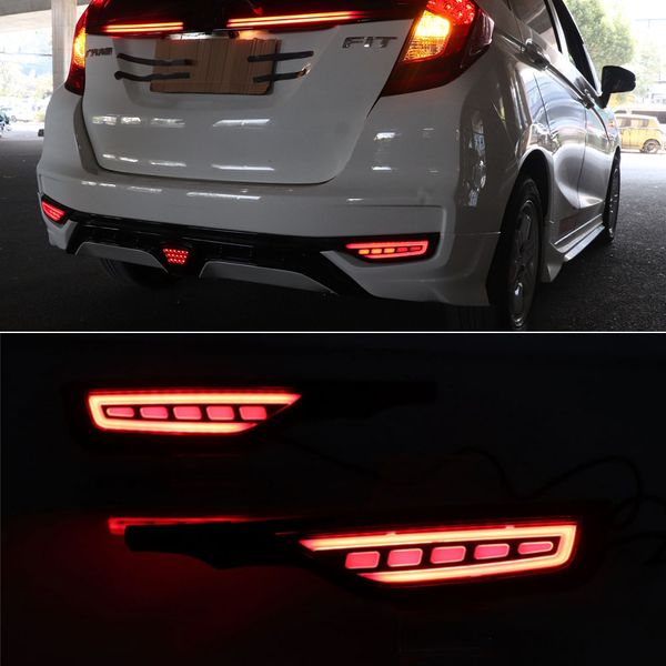 

1 pair rear fog lamp for honda jazz fit 2018 2019 2020 car led rear bumper light brake light flowing turn signal reflector