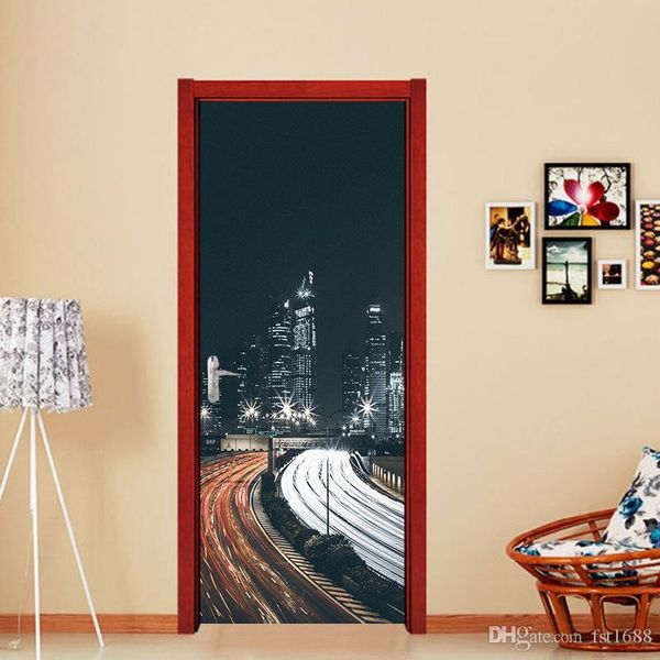

2pcs набоѬ city night bridge пейзаж оодвеѬи наклейки обоев ђкѬаени комна гоина п