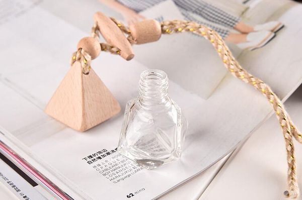 

factory price car hang decoration mini glass perfume bottle hang rope pendant empty bottle with wooden cap 200pcs/lot