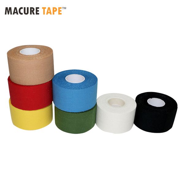 

macure tape 3.8cmx10m rainbow cotton sports tape colorful trainers strapping no elasticity basketball finger spinner, Black;gray