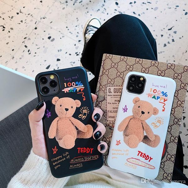 

nice cartoon teddy bear phone case for iphone 11 11pro x xr xs max case for iphone 7 8 plus matte soft silicone case capa