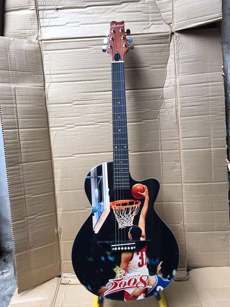 

40-дюймовый акустическая гитара патч электрическая коробка slam dunk сторона звука отверстие дизайн начинающий практика гитара бесплатная до