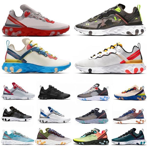 

2020 new tour yellow camo react element 55 87 men women running hoe day and night ail e outdoor men trainer port neaker, Black;green