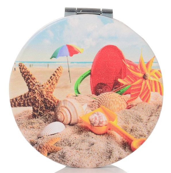 

lovely makeup mirror compact cosmetic makeup round pocket purse double sides mirror with seashells picture