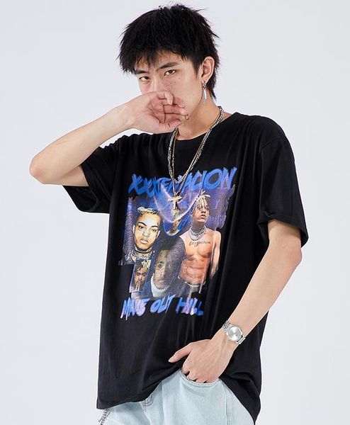 

модельер в memery of xxx tentacion pure color футболок печатного o-образный вырез летней ins горячих тройников подросток ти, White;black