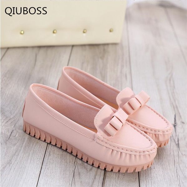 

qiuboss women's shoes round bow and comfortable shallow mouth shoes leisure flats ladies driving ballet casual footwear q125, Black