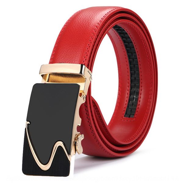 

automatic buckle red body trousers leather men's double-sided cattle belt body trousers belt night market, Black;brown