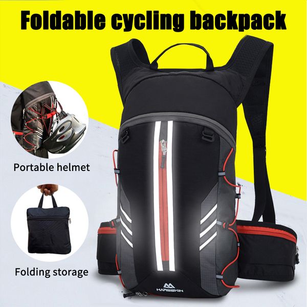 

rucksack waterproof outdoor cycling adjustable backpack sport with reflective strip hydration foldable nylon camping travel