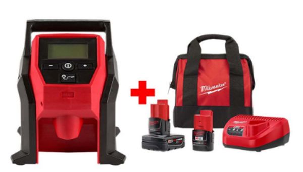 

12 volt lithium ion cordle compact inflator one 3 0 ah one 1 5 ah new