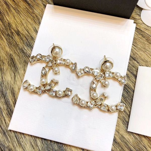 

women drop earring with diamond and pearl connect earring shinnig wedding party jewelry fashion women jewelry gift ps6797a, Golden