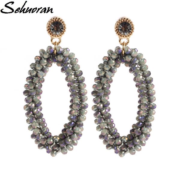 

fashion bohemian crystal long earrings unique natural traditional crafts knitting large earrings women's fine jewelry gifts, Golden
