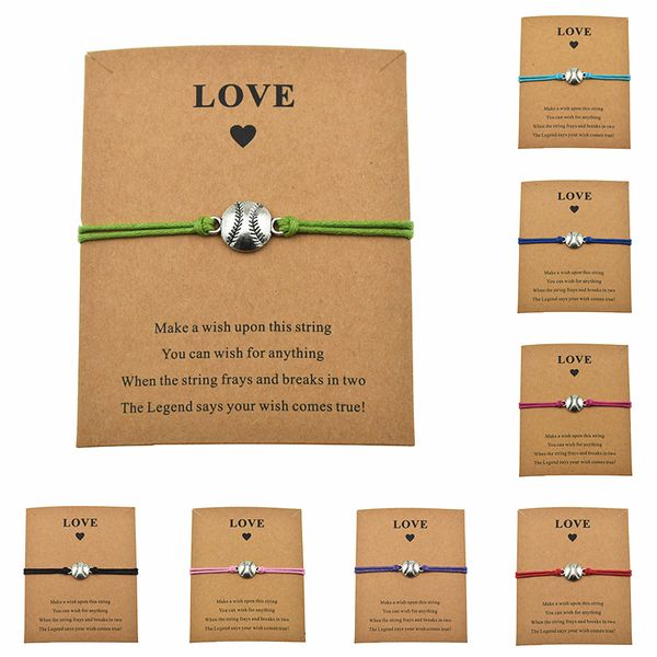 

punk sport metal ball shaped love card softball baseball charm bracelets adjustable for women men gifts make a jewelry, Golden;silver